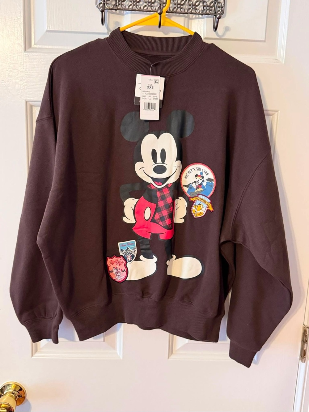 Disney Brown Mickey Mouse Badge Graphic Sweatshirt